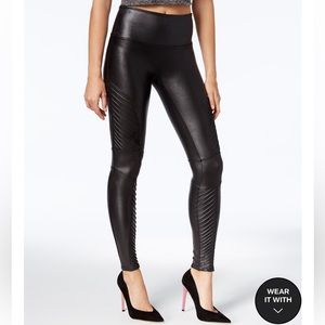 Black spanx moto faux leather legging